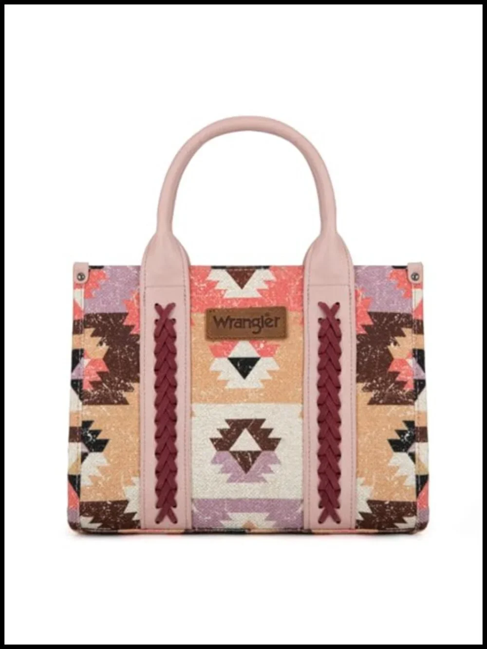 Boho Aztec Tote Bag with Leather Handles, Crossbody Strap